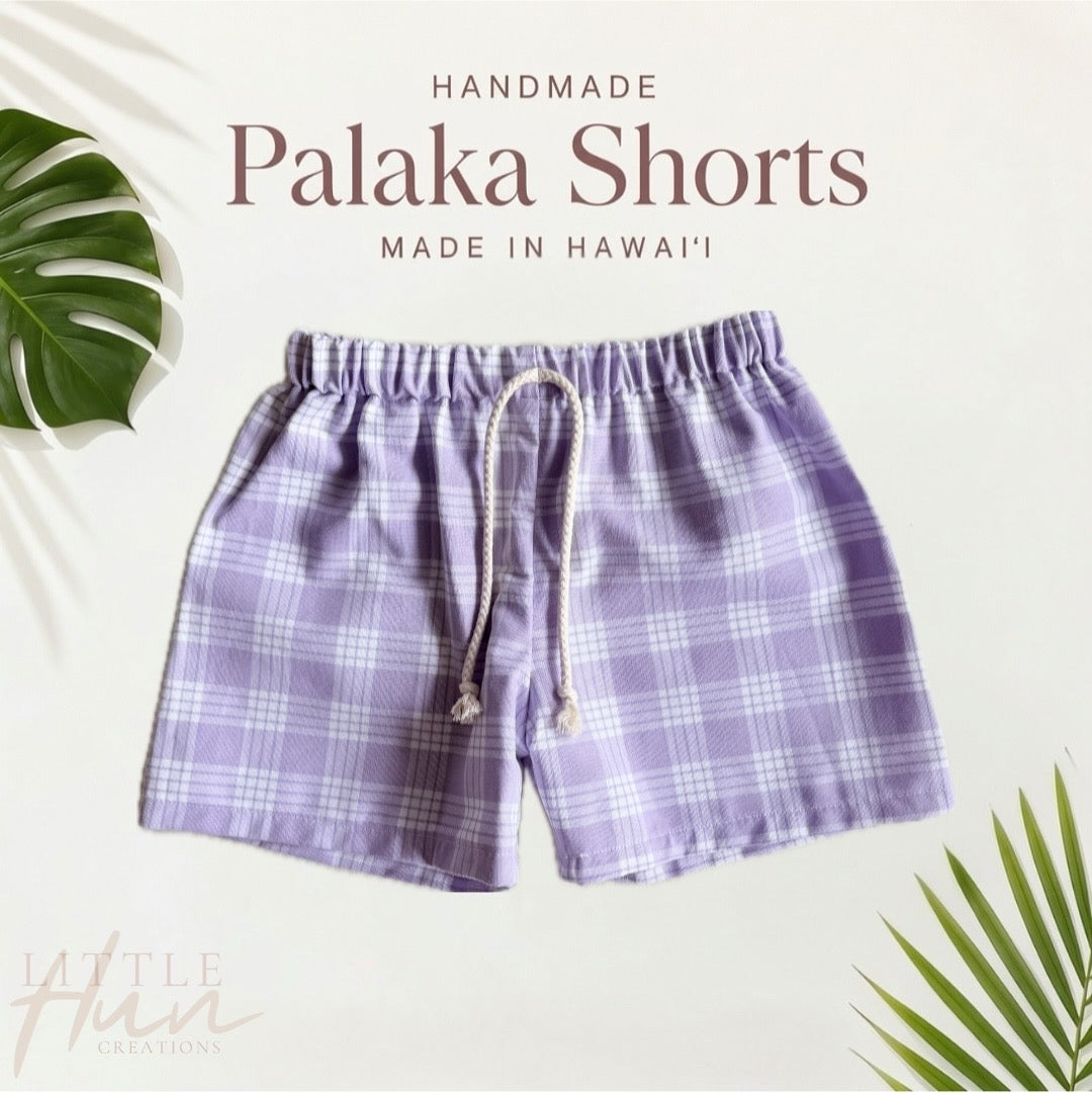 Everyday Keiki Shorts - Lavender Palaka