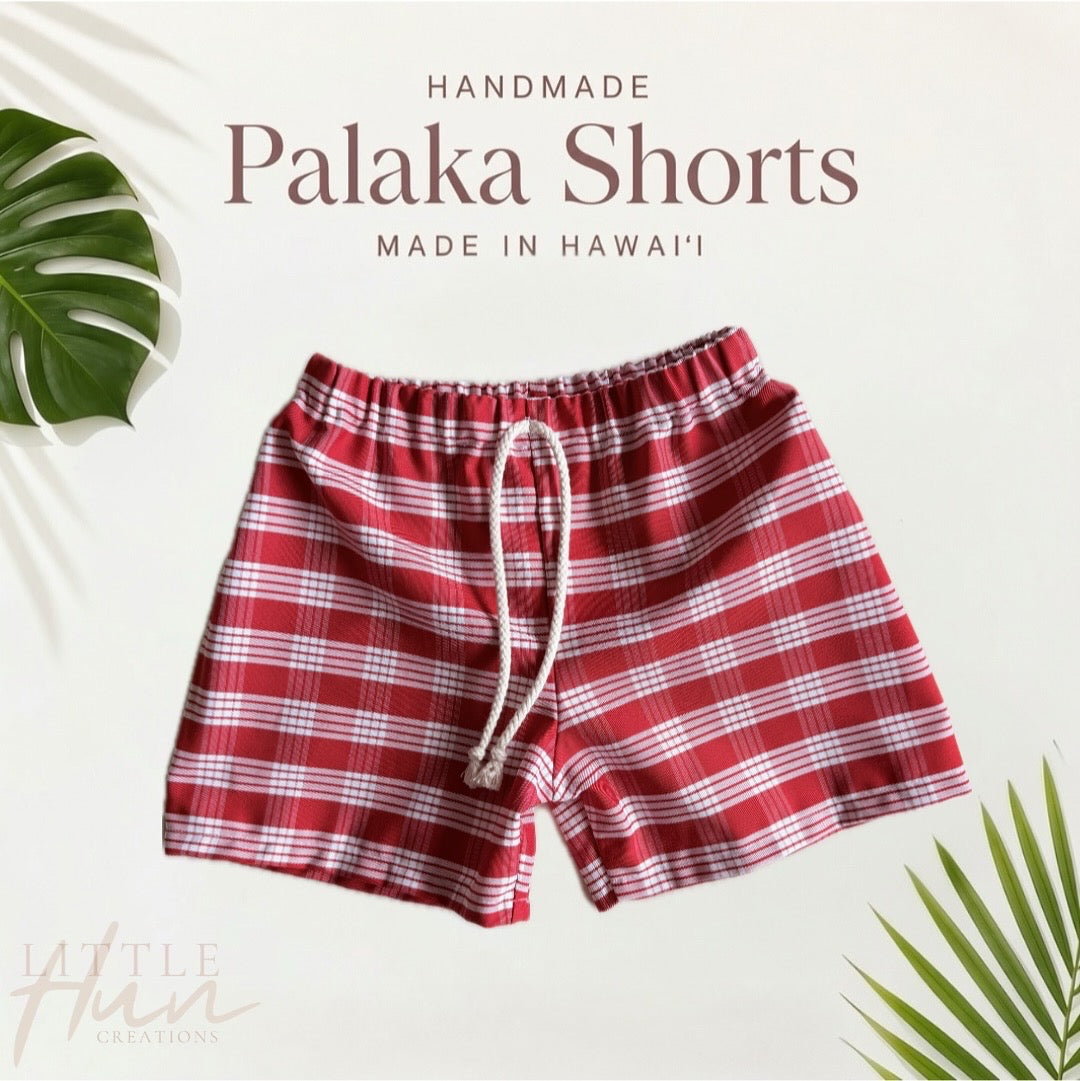 Everyday Keiki Shorts - Red Palaka
