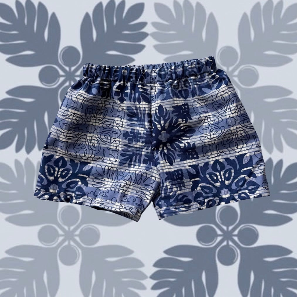 Everyday Keiki Shorts - Blue Palak Quilt
