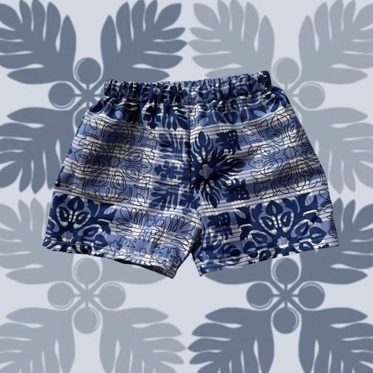 Everyday Keiki Shorts - Blue Palak Quilt