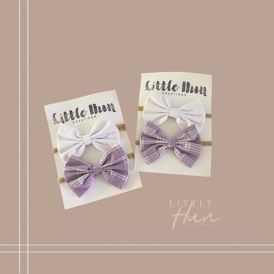 Keiki Nylon Headwrap - Lavender Palaka and White
