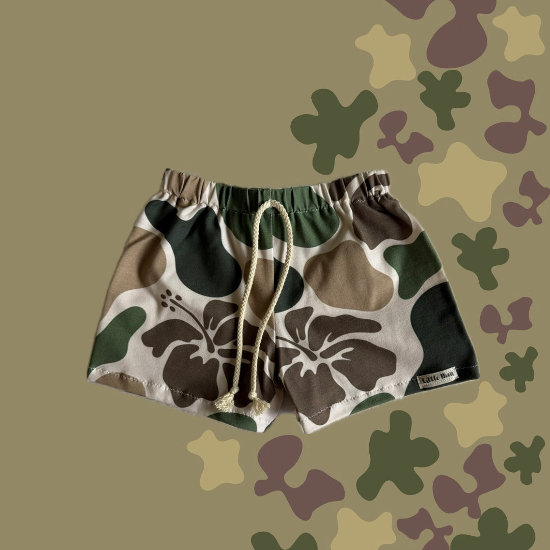 Everyday Keiki Shorts - Hibiscus Camo