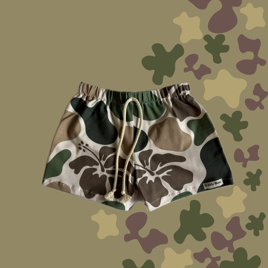 Everyday Keiki Shorts - Hibiscus Camo