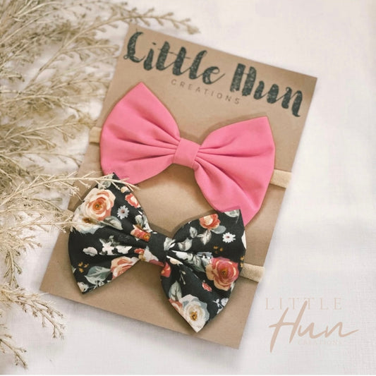 Hair Bows - Floral and Pink